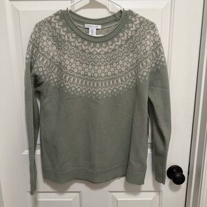 Tabitha Webb Anthropologie Lambswool Fair Isle Sweater Green Size Large